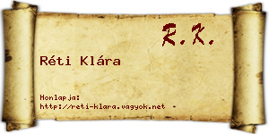 Réti Klára névjegykártya